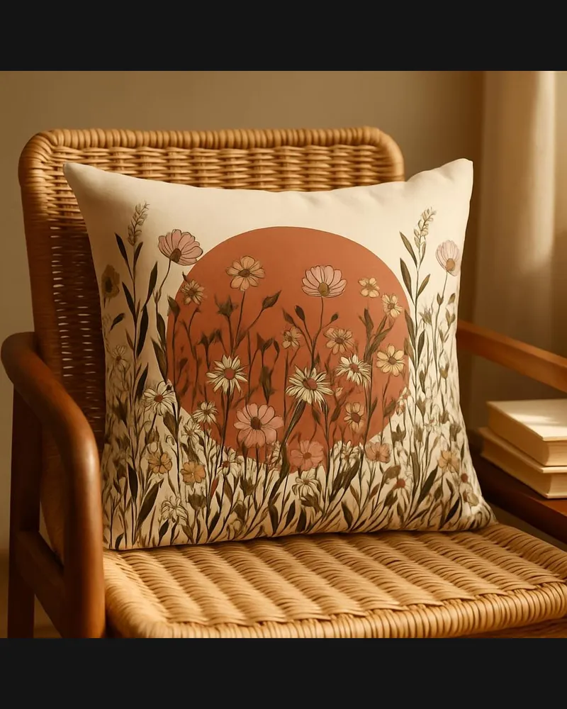 Boho Wildflower Sunset Pillow